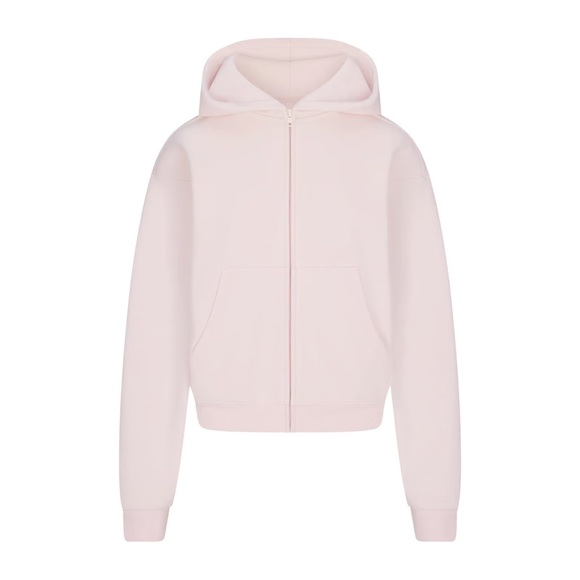 SKIMS Tops - SKIMS Skims Cotton Fleece Classic Zip Up Hoodie in Barely Pink